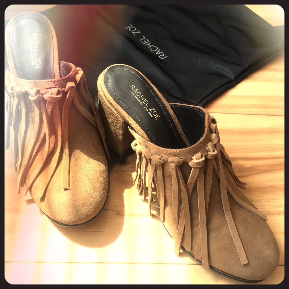 Brand New Rachel Zoe suede Kingston fringe mule